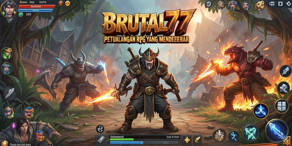 Screenshot gameplay BRUTAL77 yang menampilkan aksi pertarungan seru.