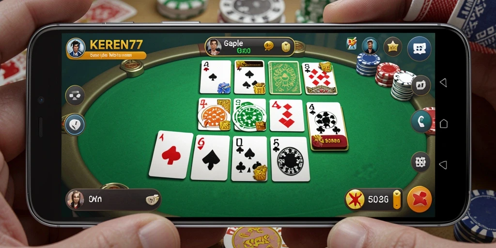 Tampilan gameplay Gaple KEREN77 yang seru dan interaktif.
