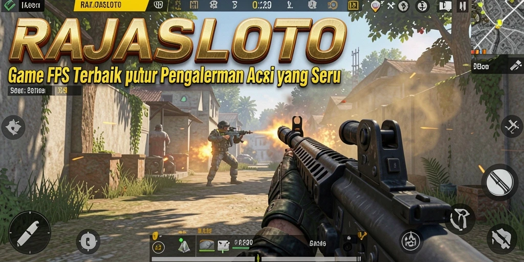 Tampilan gameplay menegangkan dari RAJASLOTO dengan aksi FPS intens.