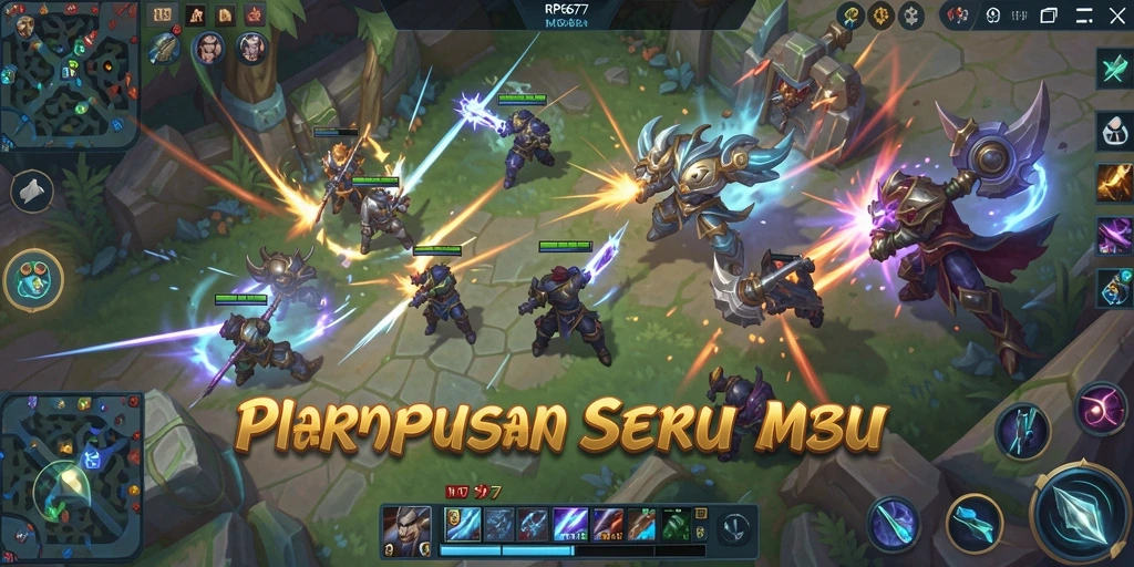 Tampilan seru bertempur dalam game MOBA RP6677.