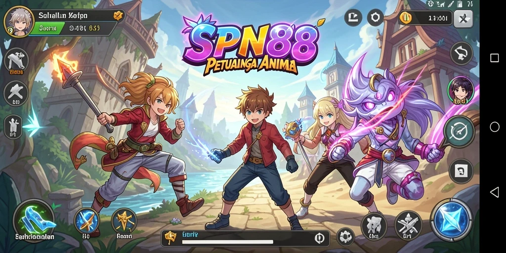Screenshot gameplay SPN88 menampilkan karakter anime yang beraksi dalam pertarungan seru.